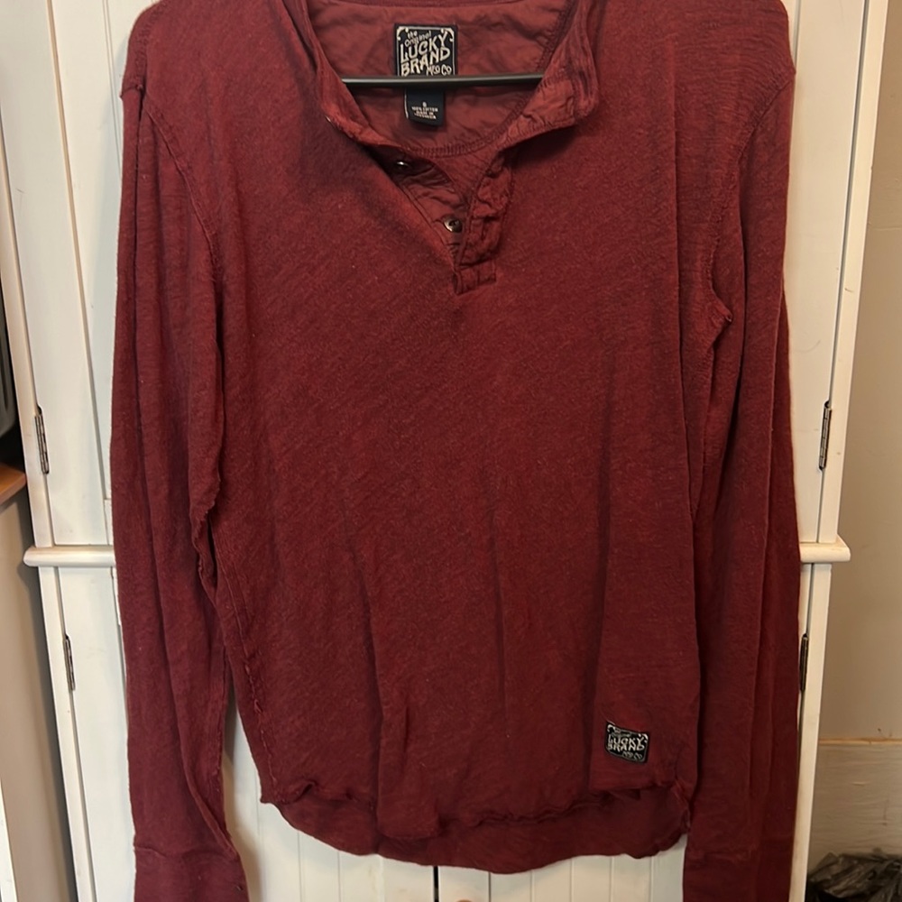 Burgundy lucky brand, long sleeve shirt